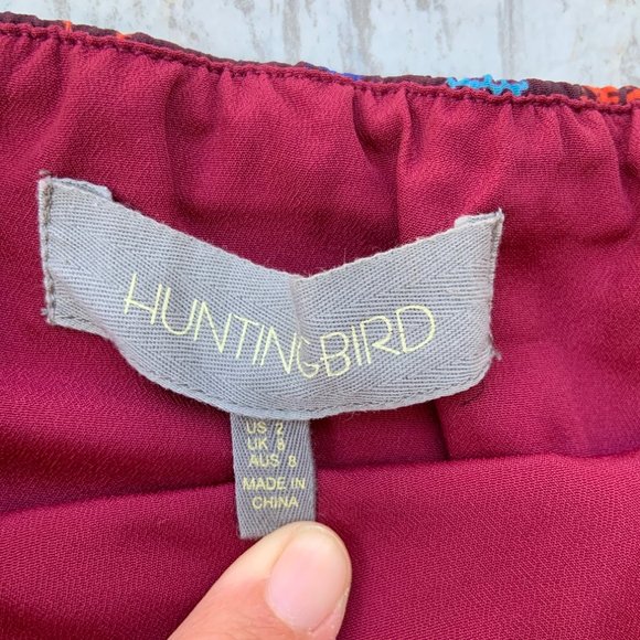 Hunting Bird Strapless Top Peplum Ikat Design Sz 2 - Picture 3 of 7